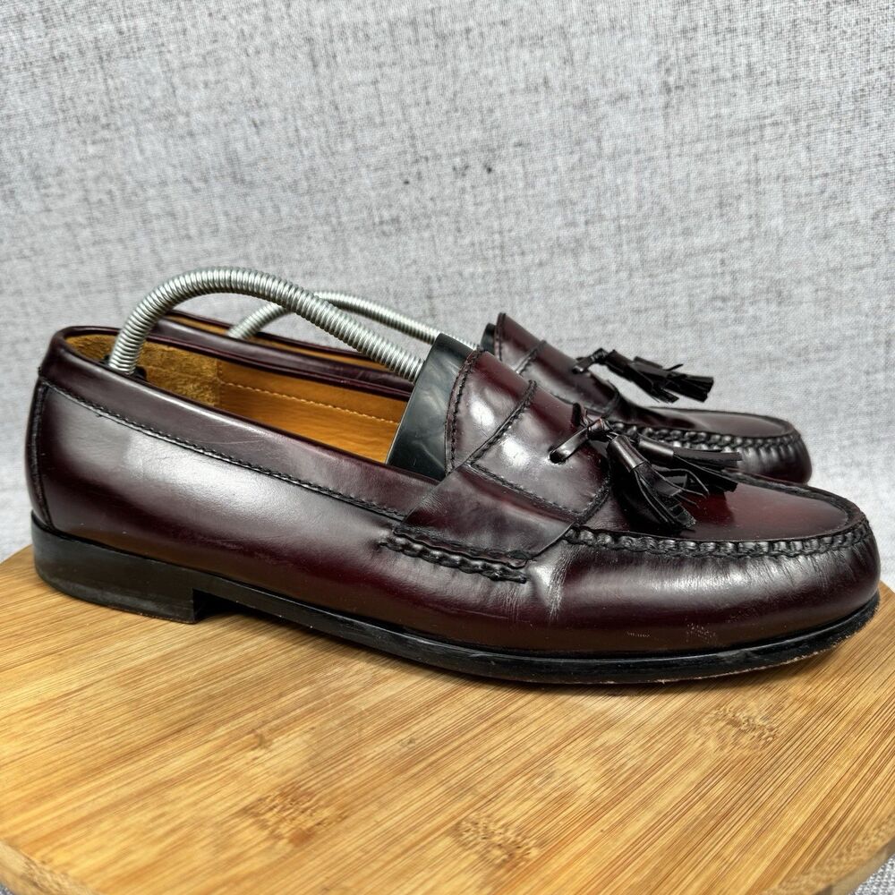 Cole Haan Pinch Tassel Loafers Men's Size 11.5 D Burgundy Leather Dress Shoes